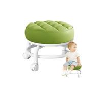 Petit Tabouret Roulant - Tabouret Réglable À 360° avec roulettes, Chaise À Siège Bas en Cuir PU, Tabouret Mobile pour La Maison