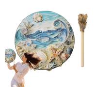 Petit tambour, tambour à main chaman à coquille d'onde marine, tambour chamanique, instrument de percussion pour adultes pour rituels de méditation musicale, incluse