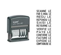 Petit tampon dateur Trodat 4817A - date en français + 12 formules - Couleur d'encrage noire - Taille de marquage 47 x 3, 8 mm - Idéal pour marquer et dater les documents