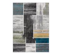 Petit tapis 81,3 x 121,9 cm, gris, jaune, bleu, aquarelle, abstrait, multicolore, noir, 80 x 120 cm, lavable, tapis d'entrée, tapis de sol pour salon, chambre à coucher, salle à manger, cuisine