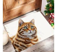 Petit tapis Animaux De Compagnie Portraits pour intérieur, lavable, Chats Mignons Tigrés, avec dos antidérapant, pour entrée, couloir et couloir, Résistante à la tache,Pliable, 40x60cm, Orange Chaud