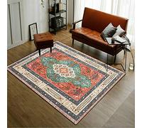 Petit tapis antidérapant pour salon, chambre à coucher, salle à manger, loft, chevet, entrée, style ethnique, rétro, géométrique, rouge, vert, beige, 80 x 160 cm