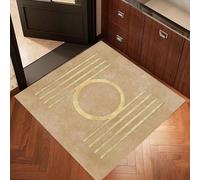 Petit tapis carré antidérapant lavable pour chambre à coucher, salle de jeux, décoration d'intérieur, moderne, géométrique, jaune/marron, 90 x 90 cm