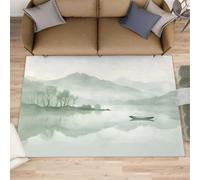 Petit tapis de paysage - 203,2 x 387,2 cm - Lavable, antidérapant et doux - Motif paysage - Vue sur le lac oriental - Pour décoration d'intérieur