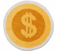 Petit tapis de salle de bain antidérapant lavable en machine pour chambre à coucher, salon, toilettes, décoration funky argent, forme irrégulière (pièce de monnaie)