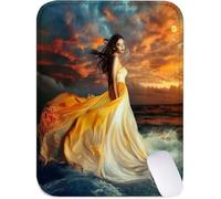 Petit Tapis de Souris 15 x 20 cm, Tapis Souris Femme sous Main Bureau avec Base Antidérapante, Mouse Pad Bords Cousus, Imperméable, Portable et Lavable, Accessoire Bureau (Vagues l'océan) J2-263