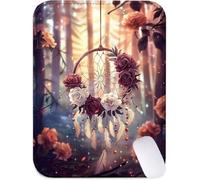 Petit Tapis de Souris 15 x 20 cm, Tapis Souris Fleur sous Main Bureau avec Base Antidérapante, Mouse Pad Bords Cousus, Imperméable, Portable et Lavable, Accessoire Bureau (Attrape-rêves) J2-867