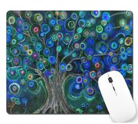 Petit tapis de souris 20 x 24 cm, peinture artistique à l'aquarelle, plante, arbre, vie artistique, peinture artistique avec base en caoutchouc antidérapant, pour souris sans fil