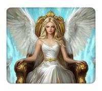 Petit Tapis de Souris 220x180x3mm, Blanc Tapis de Souris Gaming avec Base en Caoutchouc Antidérapant et Imperméable, Portable Tapis de Bureau, Surface Spéciale pour Accessoire Bureau, Ange H-6976