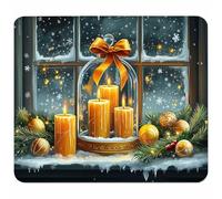 Petit Tapis de Souris 220x180x3mm, Bougie Tapis de Souris Gaming avec Base en Caoutchouc Antidérapant et Imperméable, Portable Tapis de Bureau, Accessoire Bureau, Cadeau Homme, ScèNe De Neige 7-4373