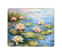Petit Tapis de Souris 270 x 220 mm avec Base en Caoutchouc Antidérapant et Imperméable, Gaming Tapis de Souris pour Femmes, Enfants, Hommes, Ordinateurs Portables sans Fil, Cadeaux, (Nénuphars) K-856