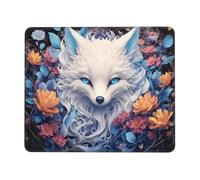 Petit Tapis de Souris 270 x 220 mm avec Base en Caoutchouc Antidérapant et Imperméable, Gaming Tapis de Souris pour Femmes, Enfants, Hommes, Ordinateurs Portables, Cadeaux, (Le Renard Blanc) K-20