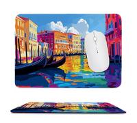 Petit Tapis de Souris 34 x 28 cm avec Base en Caoutchouc Antidérapant et Imperméable, Gaming Tapis de Souris pour Femmes, Enfants, Hommes, Ordinateurs Portables sans Fil (Ville d'eau de Venise) k-811