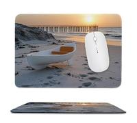 Petit Tapis de Souris 34 x 28 cm avec Base en Caoutchouc Antidérapant et Imperméable, Gaming Tapis de Souris pour Femmes, Enfants, Hommes, Ordinateurs Portables sans Fil (Bateau de Plage) k-731