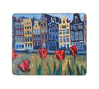 Petit Tapis de Souris 340 x 280 mm avec Base en Caoutchouc Antidérapant et Imperméable, Gaming Tapis de Souris pour Femmes, Enfants, Hommes, Ordinateurs Portables, Cadeaux, (Villes paysages) K-114