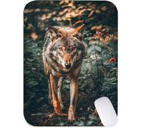 Petit Tapis de Souris 36 x 30 cm, Tapis Souris Loup sous Main Bureau avec Base en Caoutchouc Antidérapante, Mouse Pad Bords Cousus, Imperméable, Portable et Lavable, Accessoire Bureau (Animal) J2-909