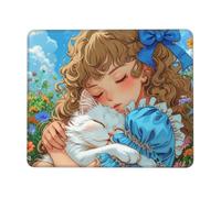 Petit Tapis de Souris 400 x 300 mm Avec Base en Caoutchouc Antidérapant et Imperméable, Gaming Tapis de Souris pour Femmes, Enfants, Hommes, Ordinateurs Portables sans Fil, Cadeaux, (Fille chat) K-629