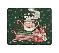 Petit tapis de souris avec citation du Père Noël | Mug Père Noël, pile de livres, sucre d'orge, flocons de neige d'hiver, décoration de vacances