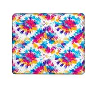 Petit tapis de souris carré en caoutchouc lisse et teinté de style bohème avec tourbillon de couleurs vives pour bureau, maison, dortoir, ordinateur portable, 20,3 x 25,4 cm
