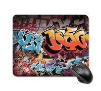 Petit tapis de souris carré graffiti Hip Hop imperméable avec base en caoutchouc antidérapant - Accessoires de bureau pour ordinateur portable, jeu, bureau, décoration d'intérieur