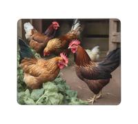 Petit tapis de souris d'ordinateur pour homme et femme, motif poulets de la ferme, tapis de souris imprimé pour souris sans fil avec base antidérapante, tapis de souris pour ordinateur portable, tapis