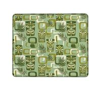 Petit tapis de souris en caoutchouc lavable avec motif de feuilles tropicales rétro vert carré pour bureau, maison, ordinateur portable, 20,3 x 25,4 cm
