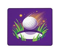 Petit tapis de souris en forme de balle de golf, sport dynamique trou d'herbe d'été, violet, carré, en caoutchouc, lavable, portable, accessoires pour bureau, maison, ordinateur, ordinateur portable