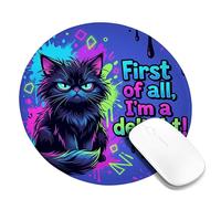 Petit tapis de souris en forme de chat, ludique, moderne, éclaboussures colorées, formes géométriques, sans bleu, rond, en caoutchouc, antidérapant, portable, accessoires pour bureau, maison