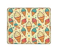 Petit tapis de souris en forme de crème glacée - Cône fantaisiste - Jaune été - Caoutchouc lisse - Esthétique - Accessoires de bureau pour jeux d'ordinateur, ordinateur portable - 20,3 x 25,4 cm