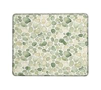 Petit tapis de souris en forme de galets naturels en caoutchouc vert vert carré, lavable, portable, décoration de bureau pour bureau, maison, dortoir, ordinateur portable, 20,3 x 25,4 cm