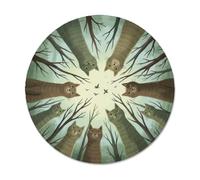 Petit tapis de souris fantaisie avec illustration de chats de la forêt | Perspective d'auvent de forêt, illustration féline fantaisie, thème de la nature, accessoire de bureau pour les amoureux des
