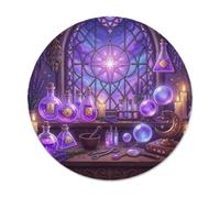 Petit tapis de souris fantaisie sur le thème des bouteilles de potion | Boules de cristal, thème céleste, esthétique apothicaire, décoration d'intérieur sorcière, style art fantastique