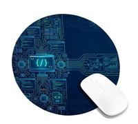 Petit tapis de souris futuriste sur le thème de la technologie | Motif de circuit numérique, syntaxe de programmation, ambiance technologique futuriste, accessoire de bureau pour développeur