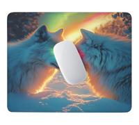 Petit Tapis de Souris Gaming aurore boréale et loup blanc 340 x 280 mm c446