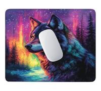 Petit Tapis de Souris Gaming loup et aurore boréale 290 x 240 mm c-449