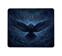 Petit tapis de souris gothique avec citation du corbeau Nevermore | Style gothique, thème fantastique sombre, atmosphère ambiante, accents de plumes, citation littéraire