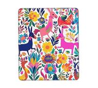 Petit tapis de souris mexicain Otomi - Antidérapant - Rectangulaire - Pour ordinateur portable et bureau - 17,8 x 21,8 cm