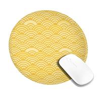 Petit tapis de souris moderne minimaliste arches courbes d'été jaune rond caoutchouc antidérapant portable accessoires de bureau pour ordinateur de jeu, ordinateur portable, rond, 20,3 x 20,3 cm
