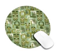 Petit tapis de souris motif feuilles tropicales rétro vert été rond caoutchouc lisse portable voyage accessoires pour bureau, maison, ordinateur portable, rond, 20,3 x 20,3 cm