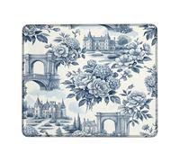 Petit tapis de souris motif fleurs, bâtiments romantiques classiques, arche N/A, bleu, carré, caoutchouc, lisse, portable, accessoires pour bureau, maison, ordinateur, ordinateur portable, carré, 20,3