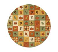 Petit tapis de souris motif patchwork de citrouilles d'automne | Thème récolte d'automne, design patchwork rustique, décoration de ferme confortable, motifs de feuillage d'automne