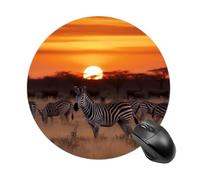 Petit tapis de souris rond Afrique Sunset Zebra imperméable avec base en caoutchouc antidérapant - Accessoires de bureau pour ordinateur portable, jeu, bureau, décoration d'intérieur