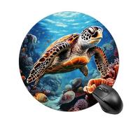 Petit tapis de souris rond antidérapant avec base en caoutchouc imperméable, motif tortues de mer, peinture diamant imprimé pour ordinateur portable, bureau, maison, jeu