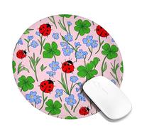 Petit tapis de souris rond en caoutchouc antidérapant Ladybug, motif trèfle naturel non oublié - 20,3 x 20,3 cm