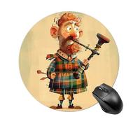 Petit tapis de souris rond en forme de cornemuse écossaise imperméable avec base en caoutchouc antidérapant - Accessoires de bureau pour ordinateur portable, jeu, bureau, décoration d'intérieur