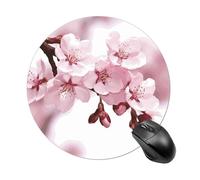 Petit tapis de souris rond en forme de fleur de cerisier imperméable avec base en caoutchouc antidérapant - Accessoires de bureau pour ordinateur portable, jeu, bureau, décoration d'intérieur