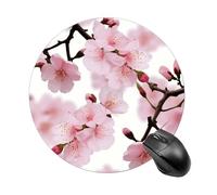 Petit tapis de souris rond japonais en fleurs de cerisier imperméable avec base en caoutchouc antidérapant, accessoire de bureau pour ordinateur portable, jeu, bureau, décoration d'intérieur