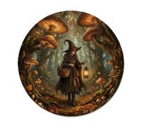 Petit tapis de souris sombre fantaisie sorcière forêt automne | Thème de la forêt enchantée, forêt de champignons, art fantastique foncé, décoration de bureau sorcière