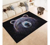 Petit Tapis Décoratif 50x80 cm Texture Douce Imitation Cachemire Impression Ours éToiles CréAtif 3D HD Nettoyage Facile à l'Aspirateur ou en Machine Convient pour Salle de Bain Cuisine Entrée