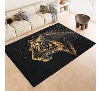 Petit Tapis Décoratif 50x80 cm Texture Douce Imitation Cachemire Impression Tigre Or Clair Noir 3D HD Nettoyage Facile à l'Aspirateur ou en Machine Convient pour Salle de Bain Cuisine Entrée